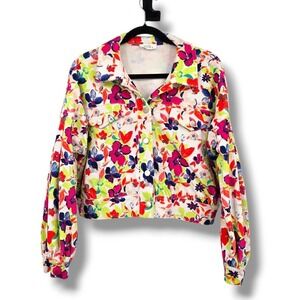 Emily‎ Wonder Floral Corduroy Cropped Jacket Long Balloon Sleeves